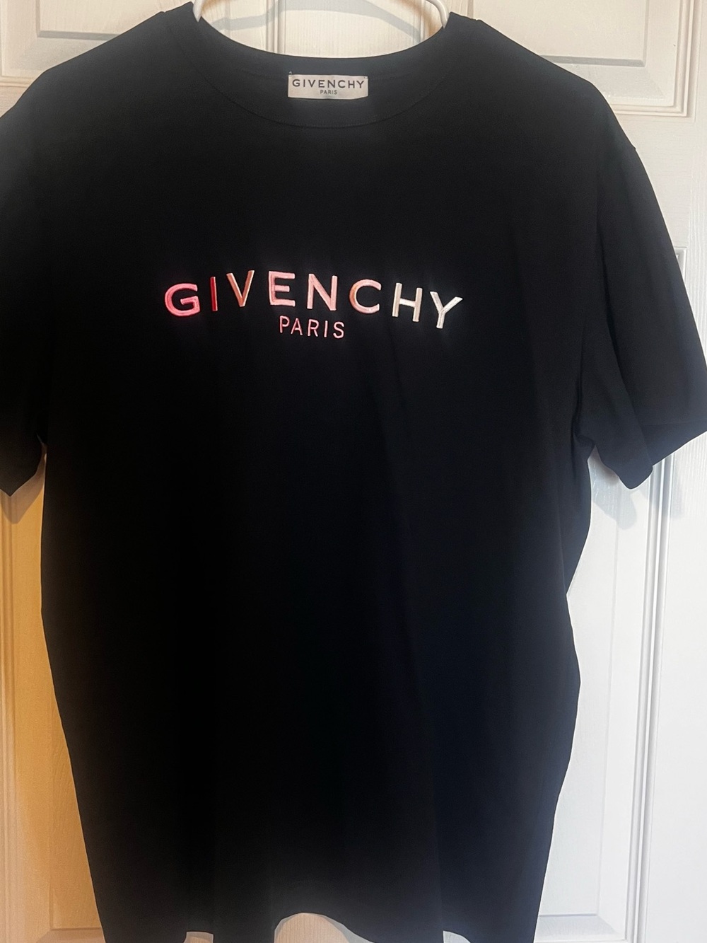 Givenchy Black T-Shirt with Pink-to-White Gradient Logo